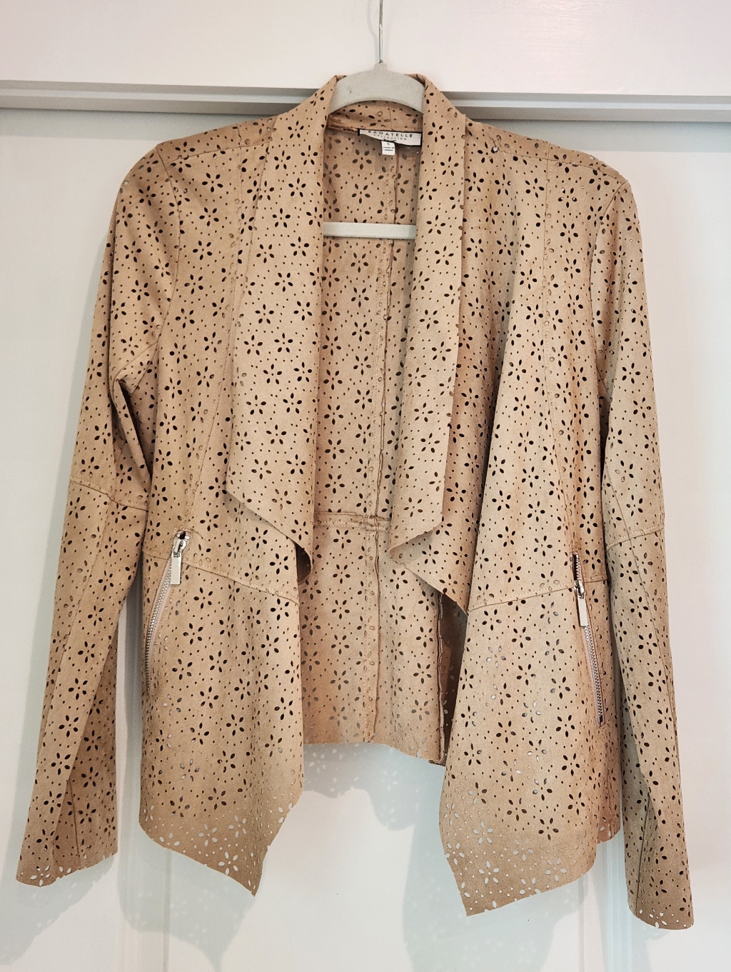 Bagatelle Perforated 100% Suede Drape Jacket